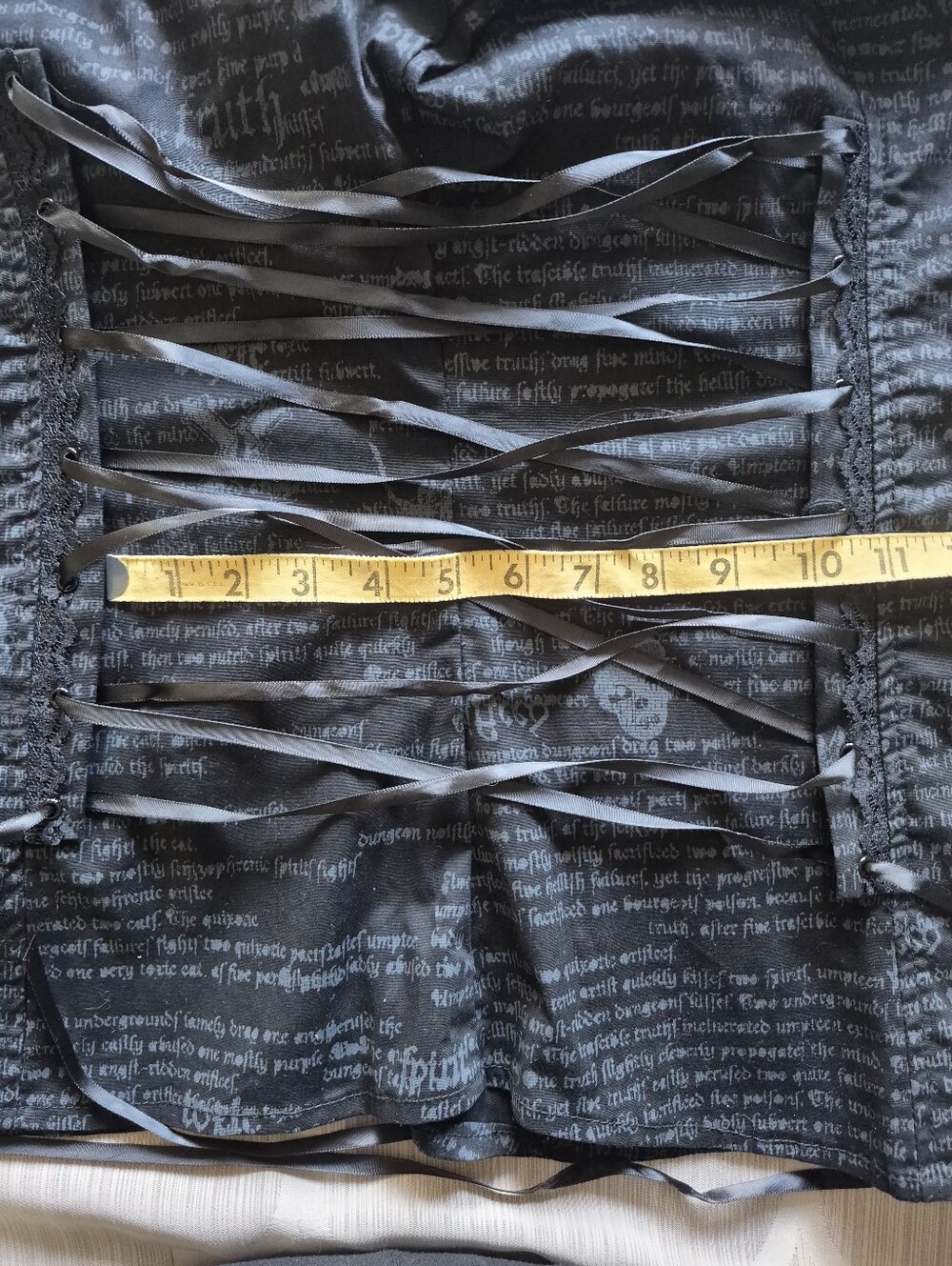Vintage Lip Service "Morbid Curiosity" skull button-down, Lace Up corset top. - Picture 15 of 15